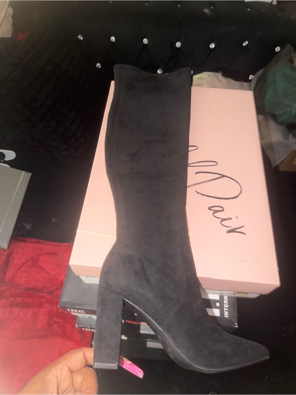 Wild Pair Black Over-the-Knee Block Heel Boots